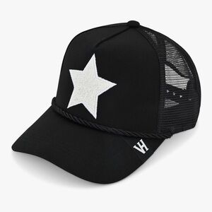 Vintage Havana Black Cap with White Pearl Star